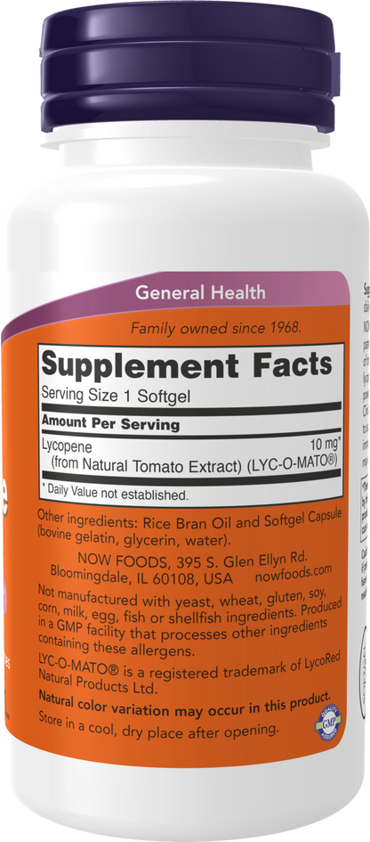 NOW Supplements, Lycopene 10 mg with Extract from Tomatoes, 120 Softgels