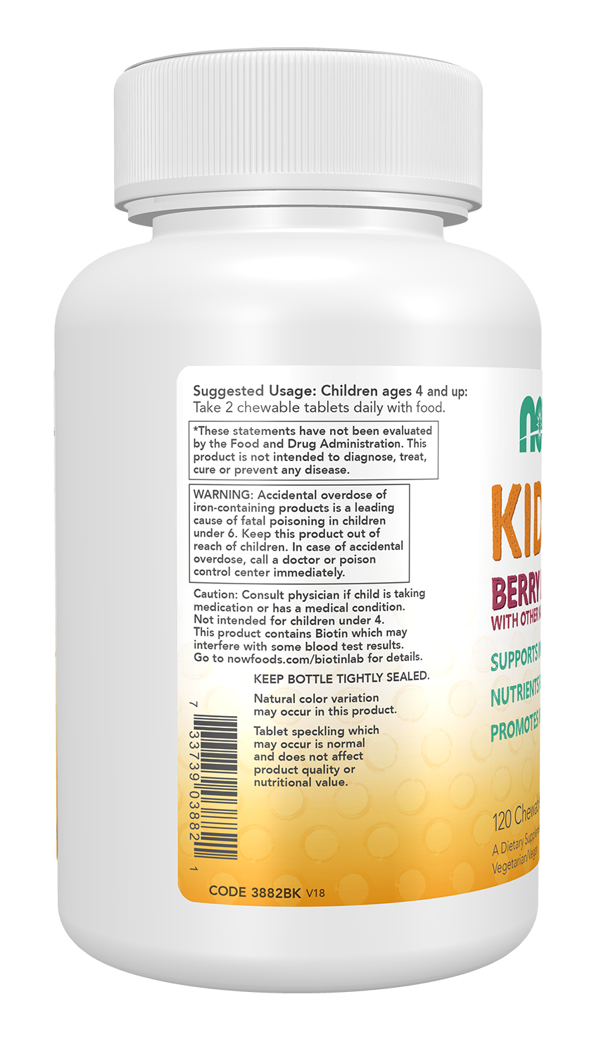 NOW Supplements, Kid Vits Multivitamin, Berry Lemonade, 120 Chewable Tabs