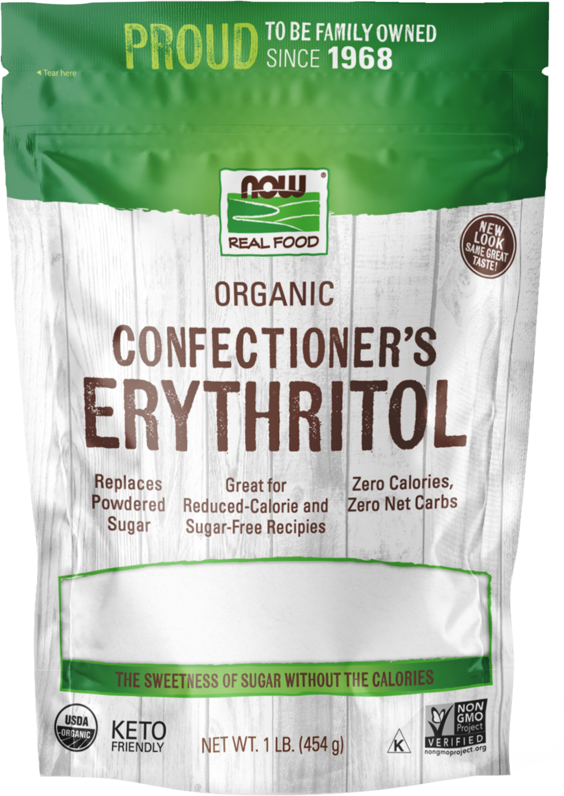 NOW Foods, Organic Confectioner's Erythritol Powder, Zero-Calorie, 1 lb