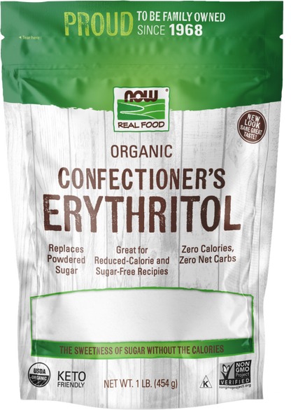 NOW Foods, Organic Confectioner's Erythritol Powder, Zero-Calorie, 1 lb