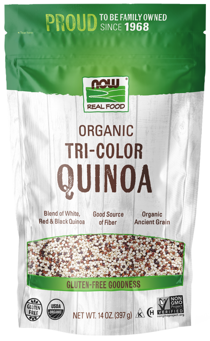 NOW Foods, Organic Tri-Color Quinoa, Gluten-Free, Protein & Fiber, 14 oz