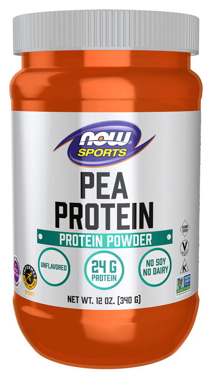 NOW Sports, Pea Protein 24 g, Easily Digested, Unflavored Powder, 12 oz