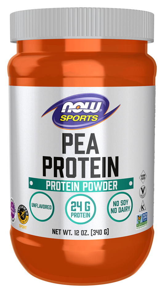 NOW Sports, Pea Protein 24 g, Easily Digested, Unflavored Powder, 12 oz