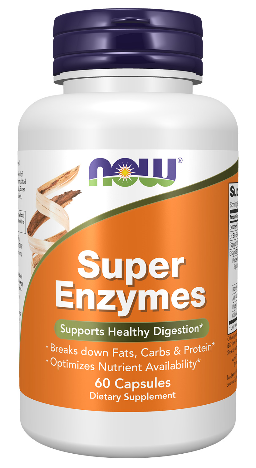 NOW Supplements, Super Enzymes, Formulated with Bromelain, Ox Bile, Pancreatin and Papain, Super Enzymes, 60 Capsules