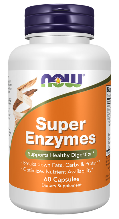 NOW Supplements, Super Enzymes, Formulated with Bromelain, Ox Bile, Pancreatin and Papain, Super Enzymes, 60 Capsules
