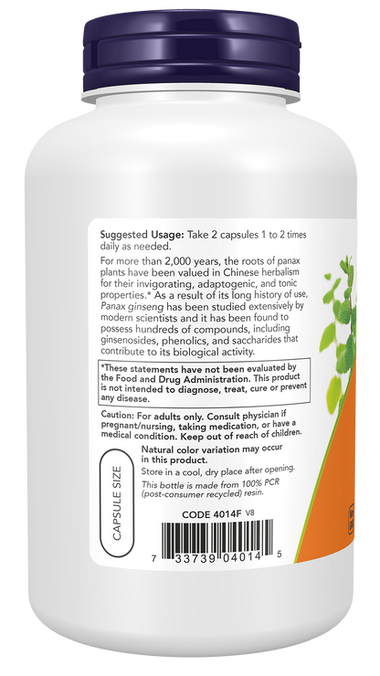 NOW Supplements, Panax Ginseng Root 500 mg, Adaptogenic Herb*, 250 Veg Caps