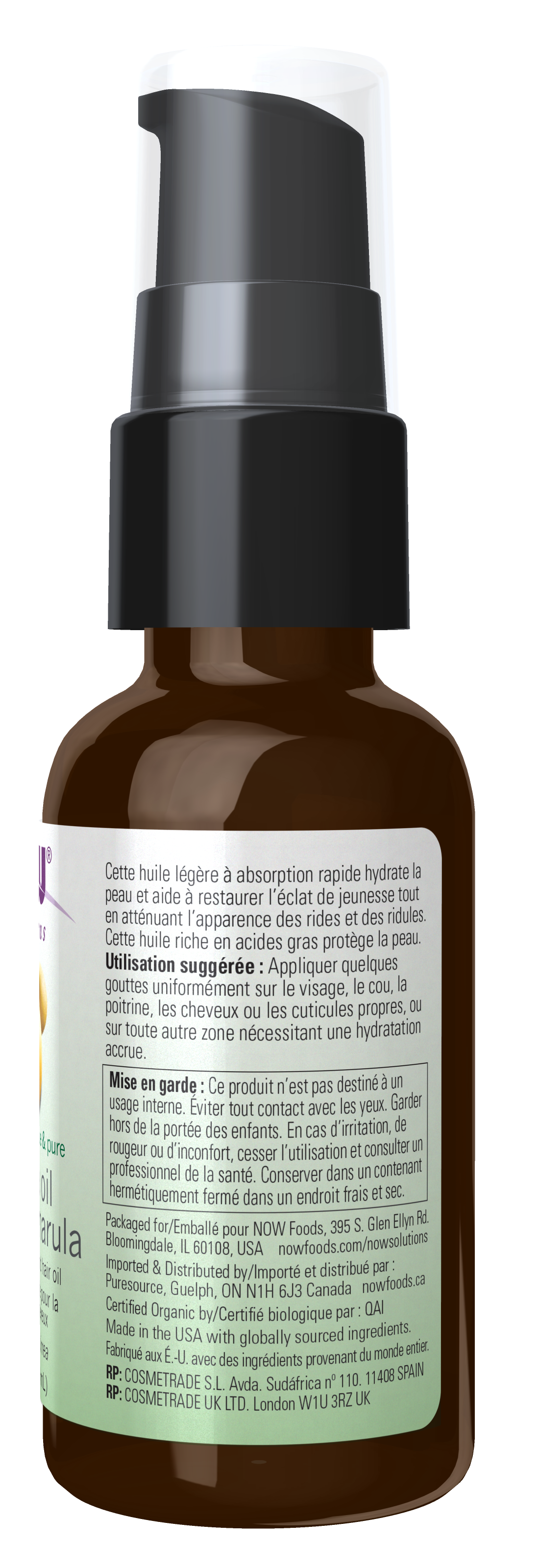NOW Solutions, Organic Marula Oil, Skin Hydrating and Nourishing, 1 fl. oz