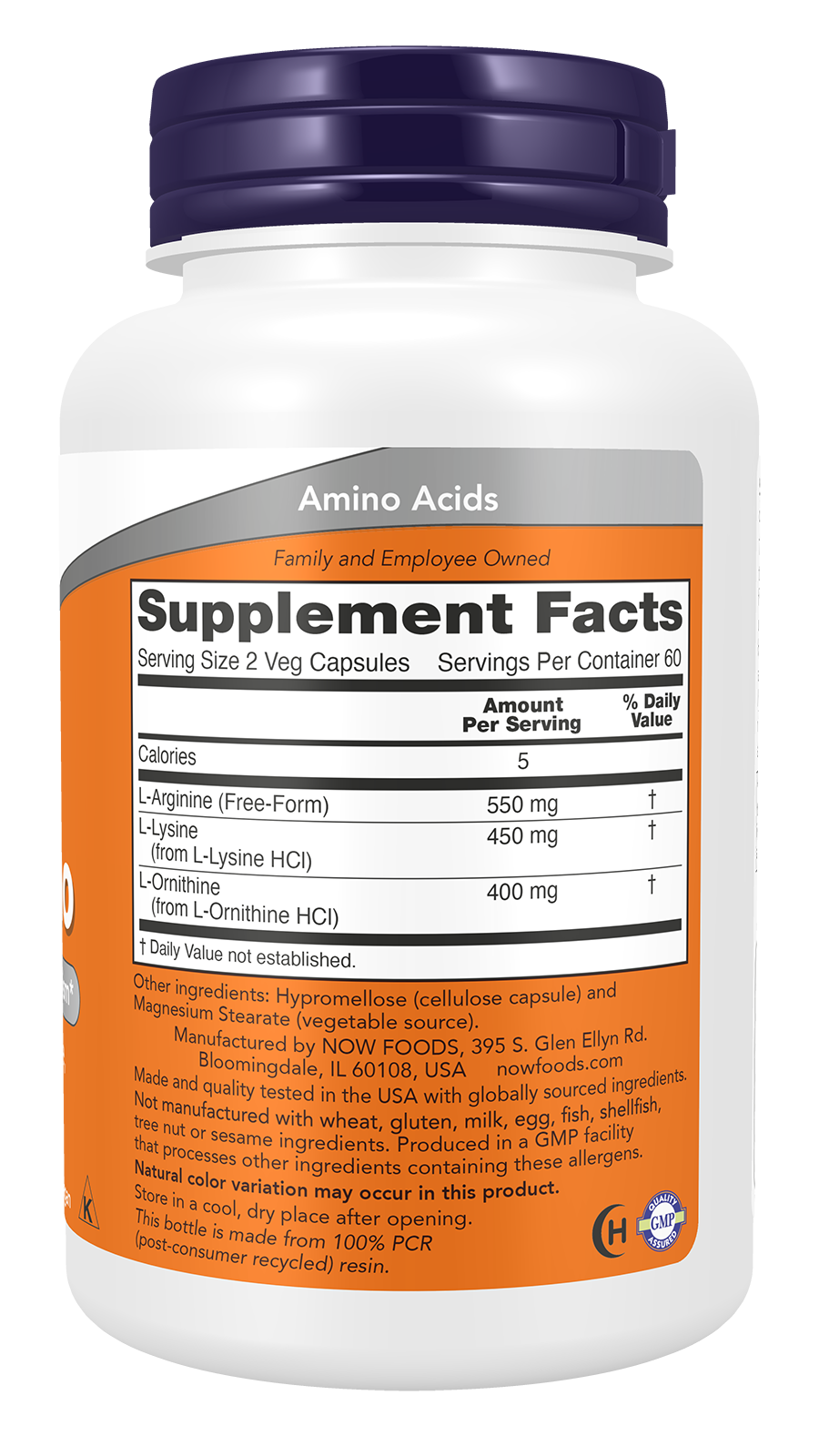 NOW Supplements, Tri-Amino with L-Arginine, L-Ornithine, L-Lysine, 120 Caps