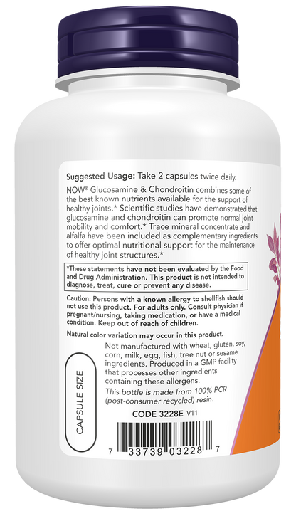NOW Supplements, Glucosamine & Chondroitin with Alfalfa, 120 Caps