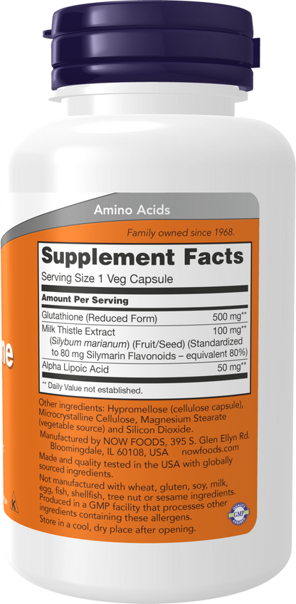 NOW Supplements, Glutathione 500 mg, Detoxification Support*, 60 Veg Caps