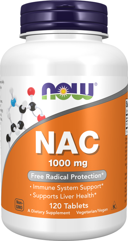 NOW Supplements, NAC 1,000 mg, Free Radical Protection*, 120 Tablets