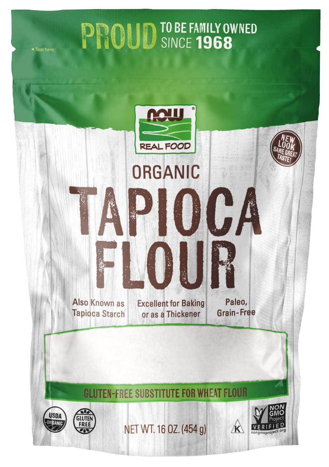 NOW Foods, Organic Tapioca Flour, Gluten-Free, Flour Replacement, 16 oz