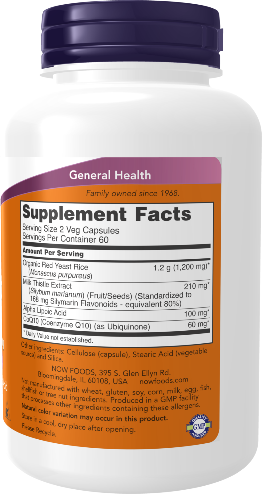NOW Supplements, Red Yeast Rice with CoQ10, Milk Thistle, ALA, 120 Veg Caps