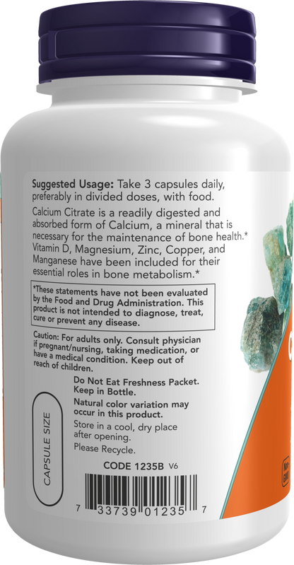 NOW Supplements, Calcium Citrate with Vit D, Magnesium, Zinc, 120 Veg Caps
