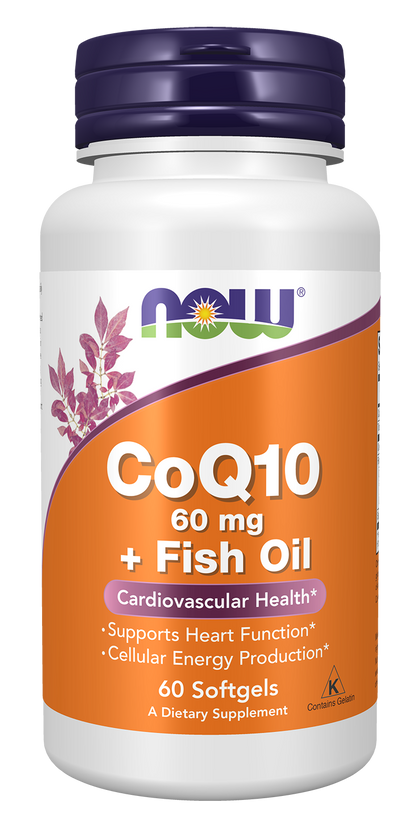 NOW Supplements, CoQ10 60 mg with Omega 3 Fish Oil, 60 Softgels
