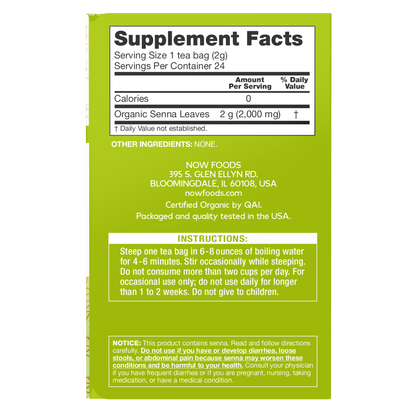 NOW Foods Give a Tea™ Organic Senna, Herbal Laxative*, 24 bags