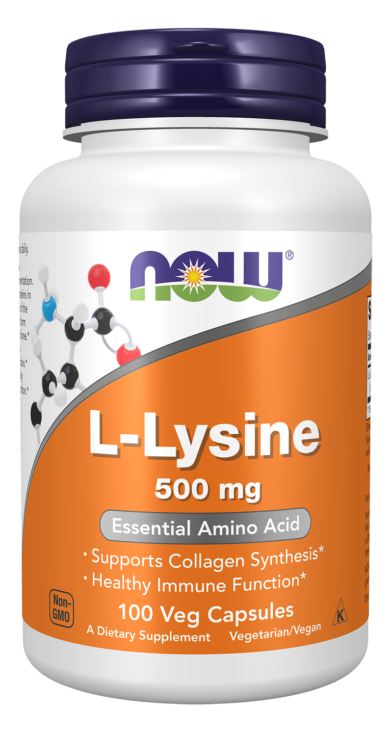 NOW Supplements, L-Lysine 500 mg, Amino Acid, 100 Veg Caps