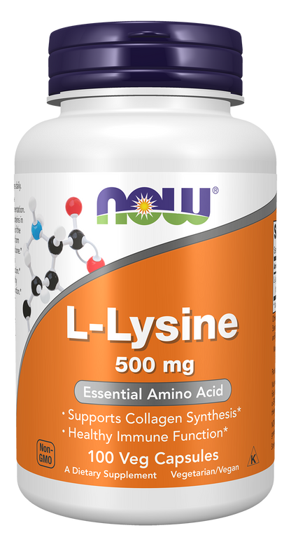 NOW Supplements, L-Lysine 500 mg, Amino Acid, 100 Veg Caps
