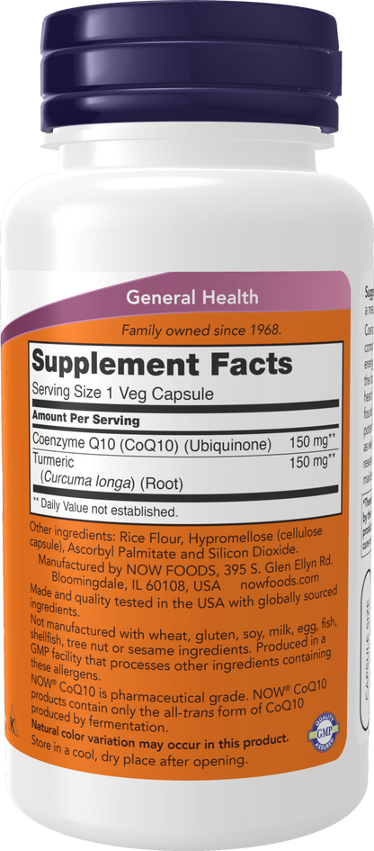 NOW Supplements, CoQ10 150 mg, Pharmaceutical Grade, 100 Veg Caps