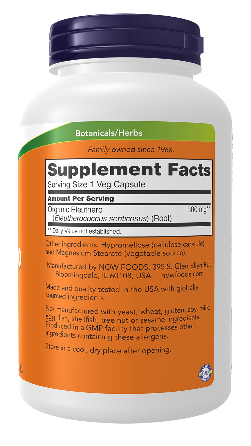 NOW Supplements, Eleuthero 500 mg, Adaptogenic Herb*, 250 Veg Caps