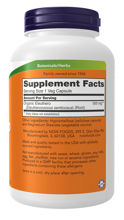 NOW Supplements, Eleuthero 500 mg, Adaptogenic Herb*, 250 Veg Caps