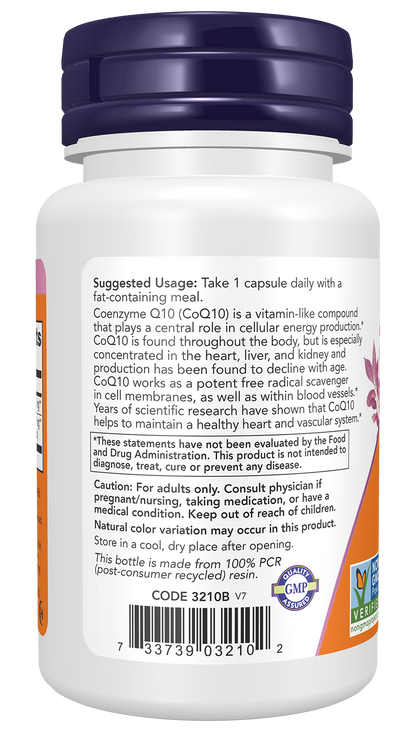 NOW Supplements, CoQ10 100 mg, Pharmaceutical Grade, 30 Veg Caps