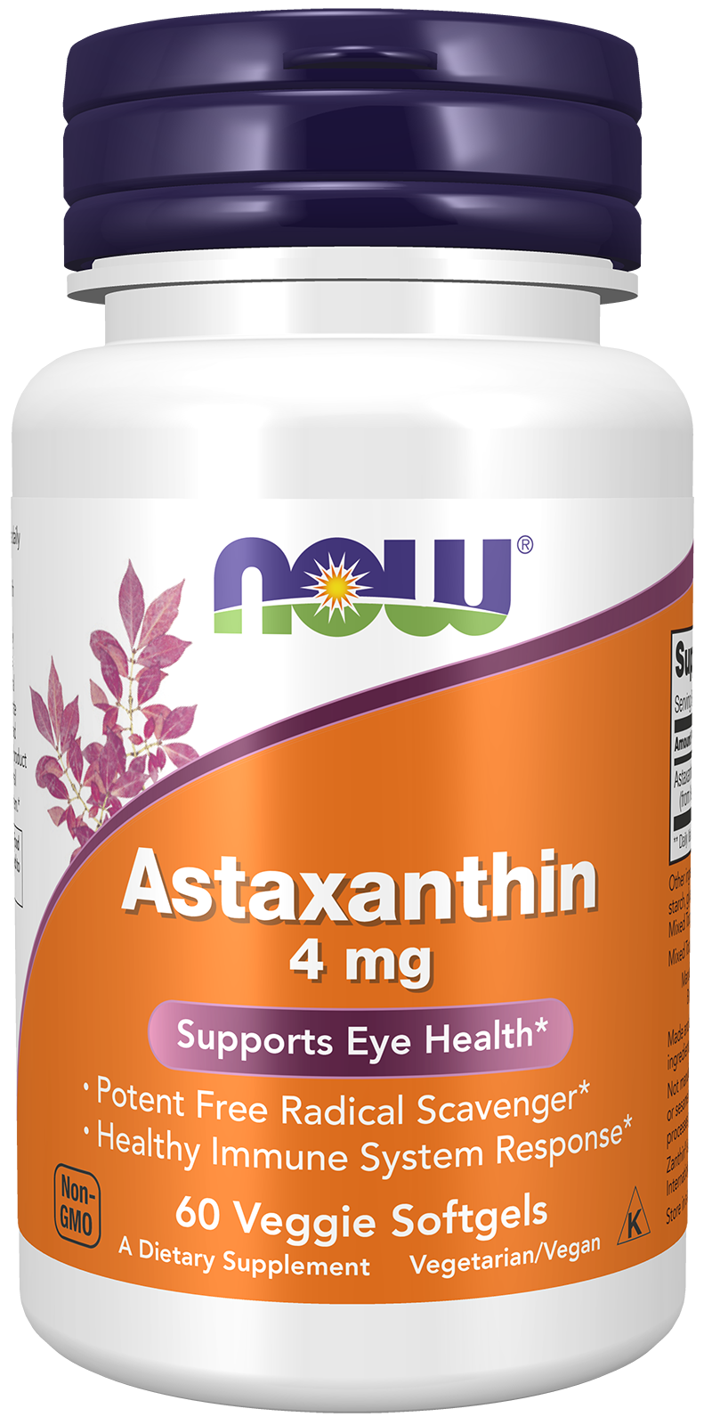 NOW Supplements, Astaxanthin 4 mg, Zanthin®, 60 Veg Softgels