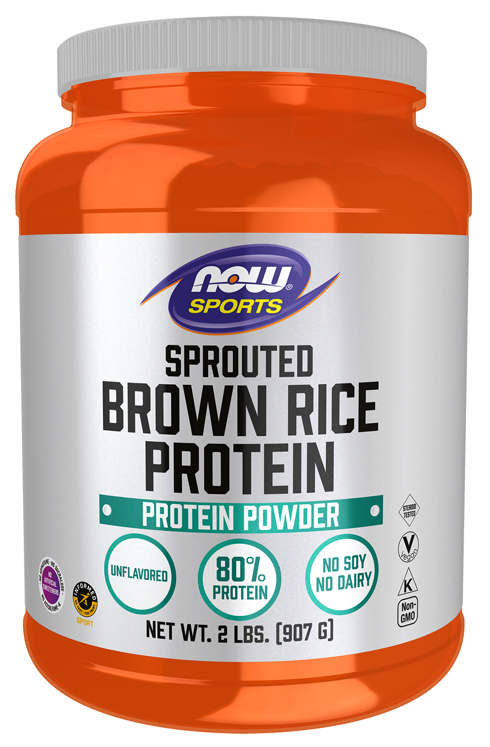 NOW Sports, Brown Rice Protein, Soy-Free, Unflavored Powder, 2 lbs