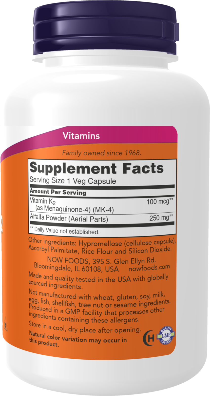 NOW Supplements, Vitamin K-2 100 mcg, Menaquinone-4 (MK-4), 250 Veg Caps