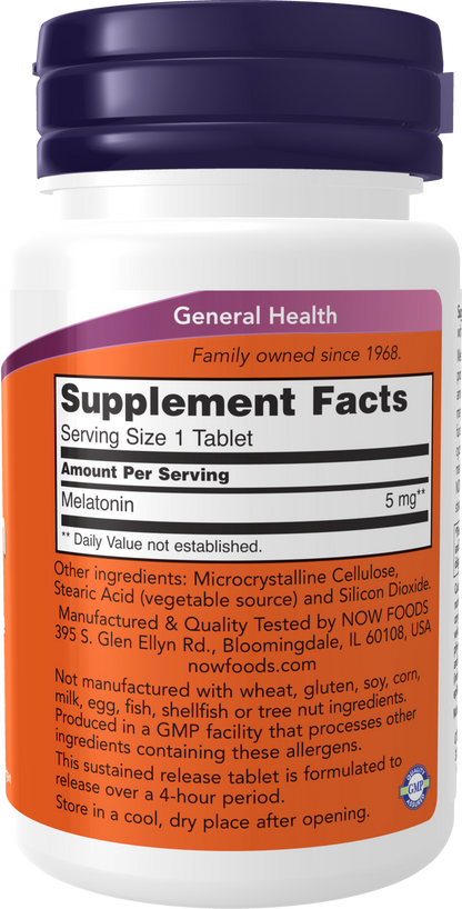 NOW Supplements, Melatonin 5 mg, Sustained Release, 120 Tabs