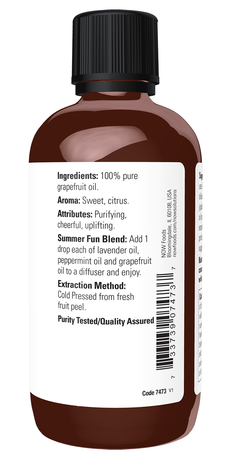 NOW Essential Oils, Grapefruit Oil, Cold Pressed, Undiluted, 4 fl. oz
