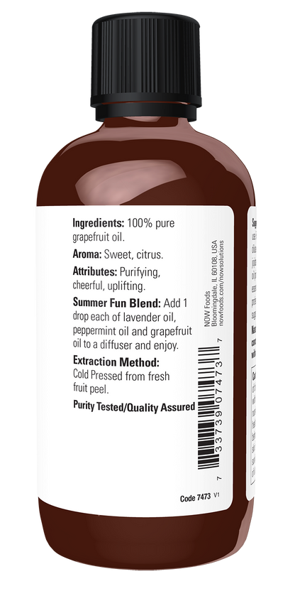 NOW Essential Oils, Grapefruit Oil, Cold Pressed, Undiluted, 4 fl. oz