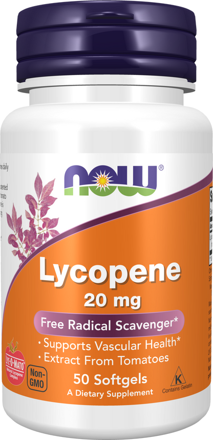 NOW Supplements, Lycopene 20 mg with Extract from Tomatoes, 50 Softgels
