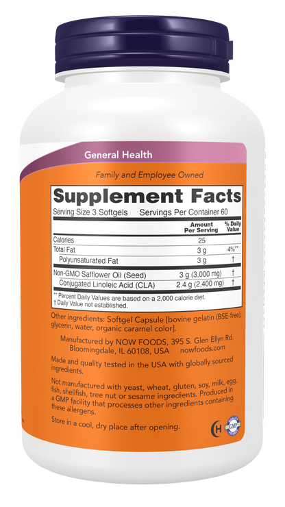 NOW Supplements, CLA 800 mg, Nutritional Oil, 180 Softgels