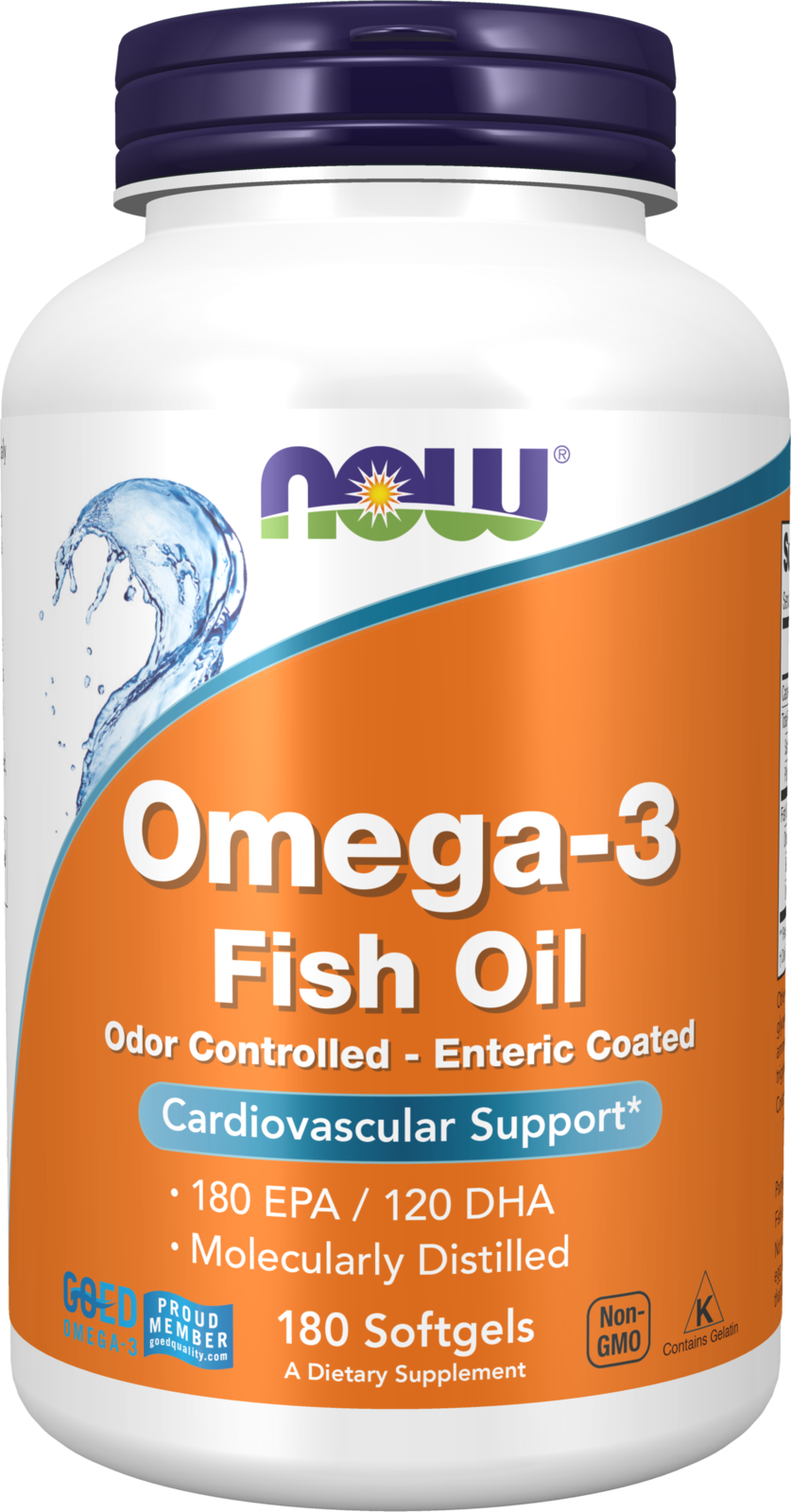 NOW Supplements, Omega-3 180 EPA / 120 DHA, Enteric Coated, 180 Softgels