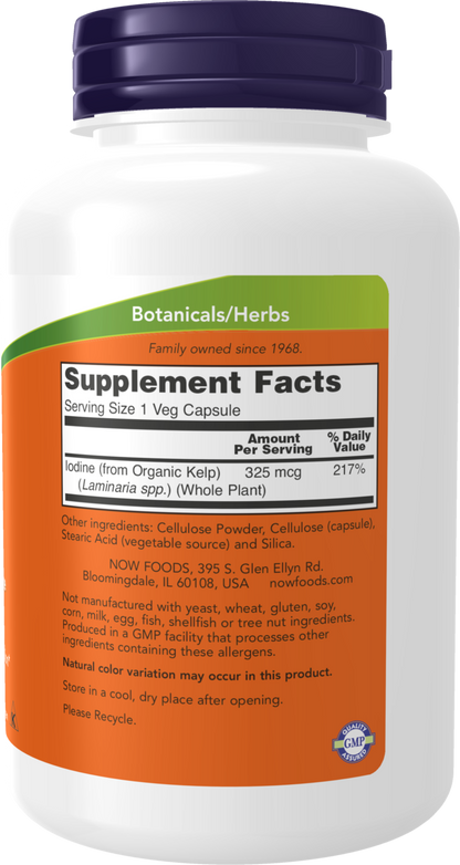 NOW Supplements, Kelp 325 mcg of Iodine, 250 Veg Caps