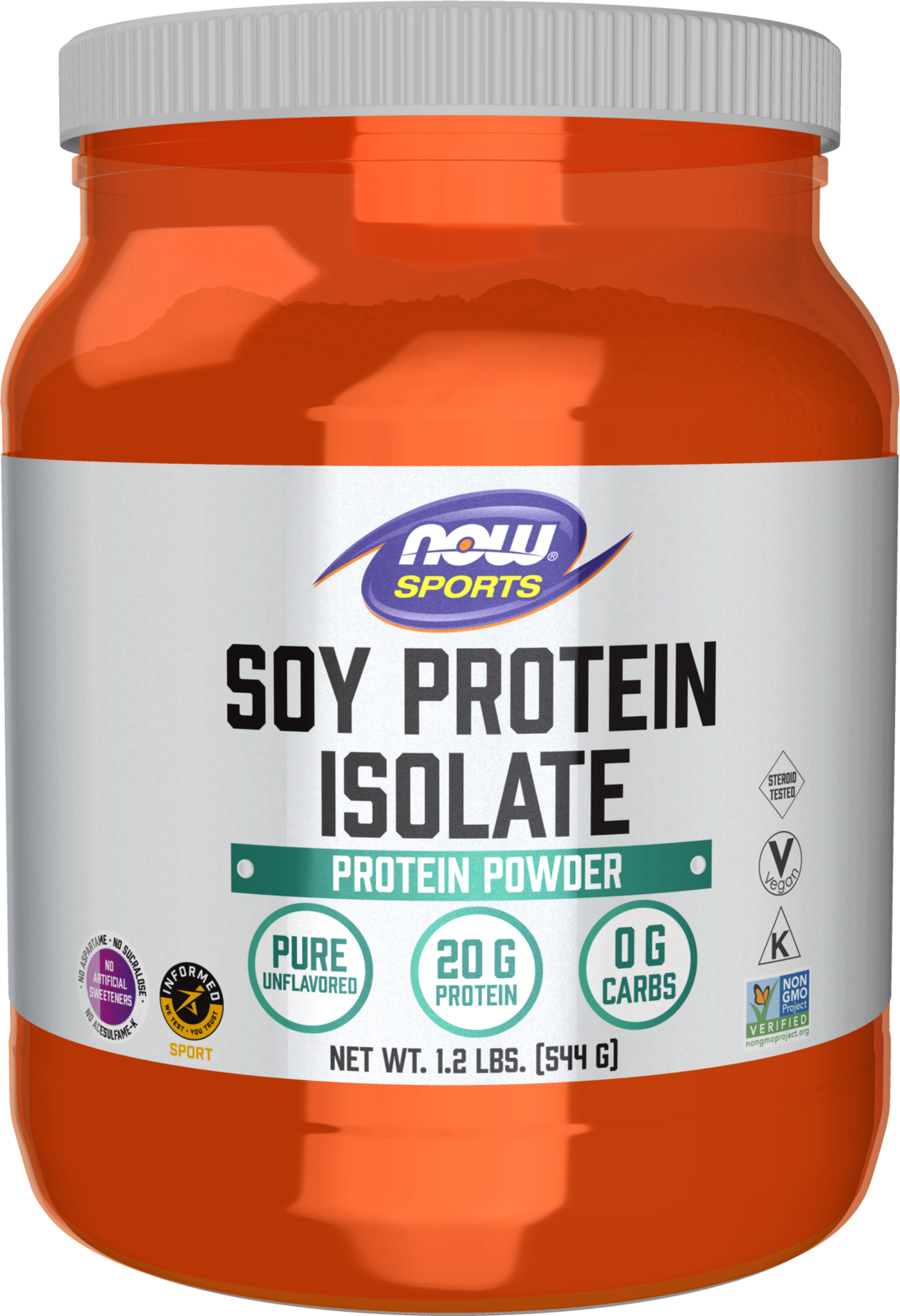 NOW Sports, Soy Protein Isolate 20g, Unflavored Powder, 1.2 lbs