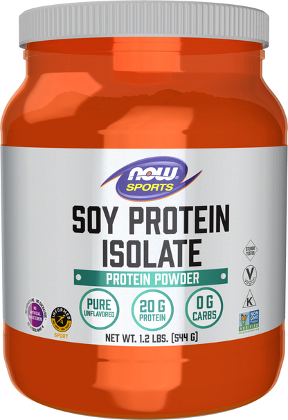 NOW Sports, Soy Protein Isolate 20g, Unflavored Powder, 1.2 lbs