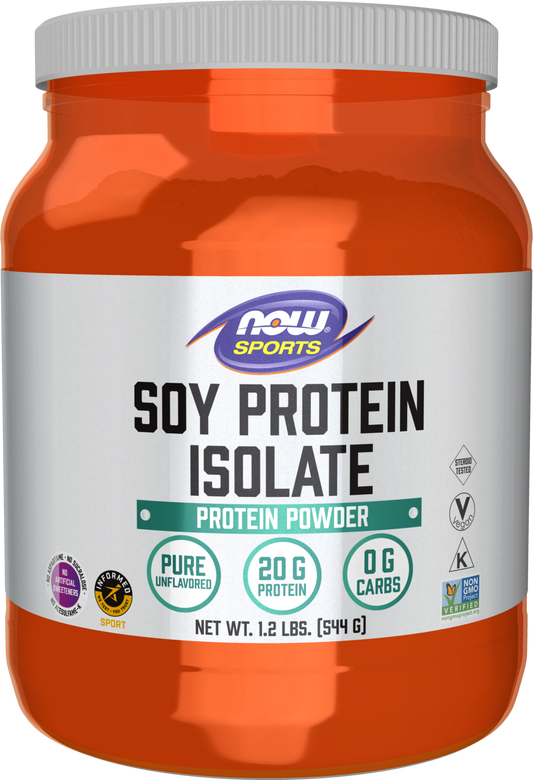 NOW Sports, Soy Protein Isolate 20g, Unflavored Powder, 1.2 lbs