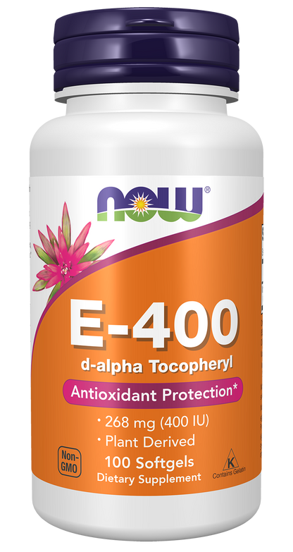 NOW Supplements, Vitamin E-400 IU, D-Alpha Tocopheryl, 100 Softgels