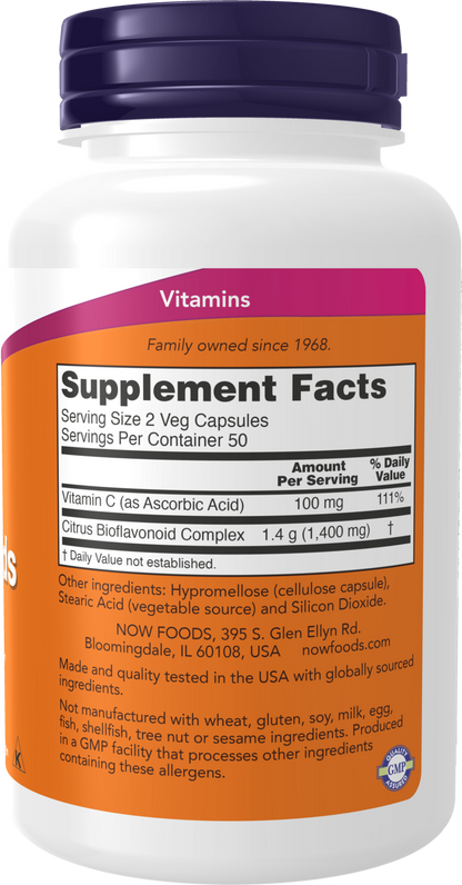 NOW Supplements, Citrus Bioflavonoids 700mg, Cell Defense*, 100 Veg Caps