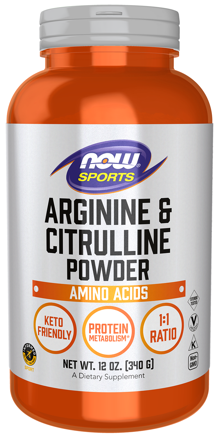 NOW Sports, Arginine & Citrulline Powder, 1:1 Ratio, Amino Acid, 12 oz