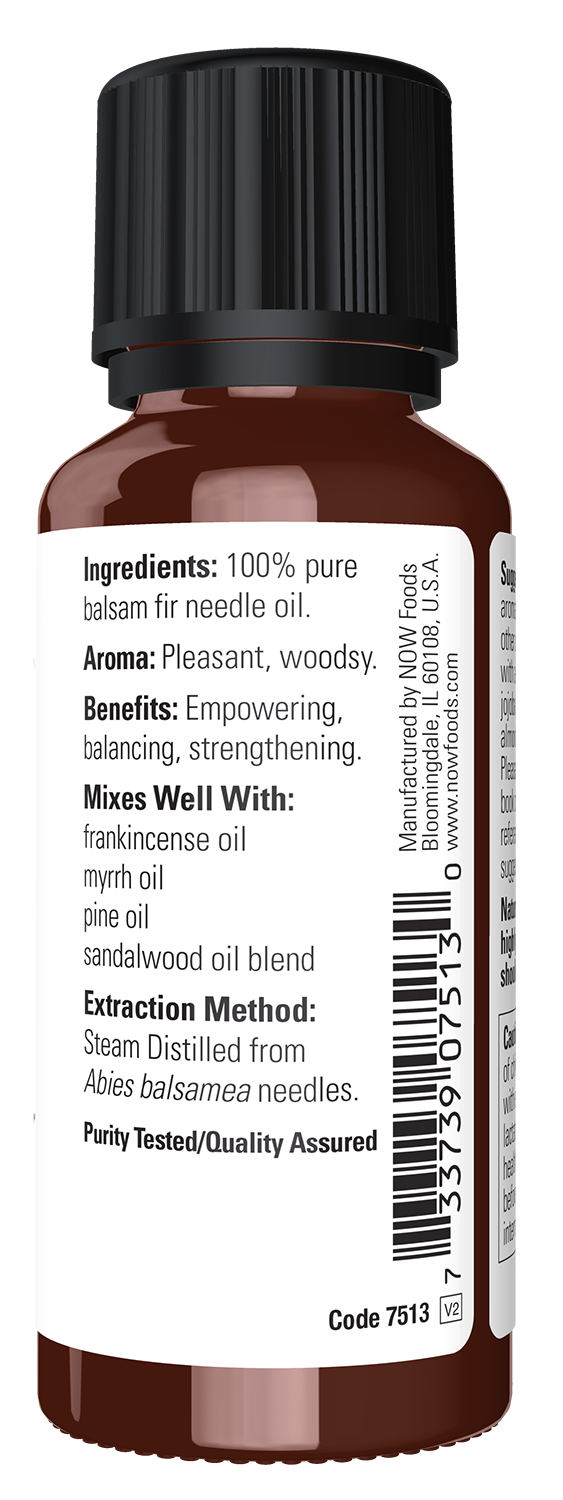 NOW Essential Oils, Balsam Fir Needle Oil, Steam Distilled, 1 fl. oz