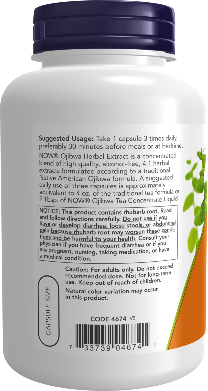 NOW Supplements, Ojibwa Herbal Extract 450 mg, Concentrated Blend of High Quality, Alcohol-fFree, 4:1 Herbal Extracts, 180 Veg Capsules
