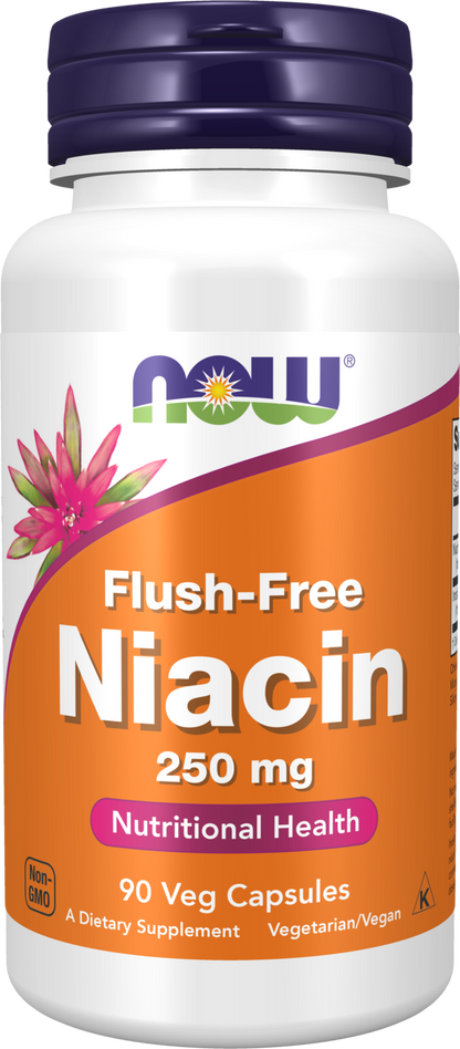 NOW Supplements, Niacin (Vitamin B-3) 250 mg, Flush-Free, 90 Veg Caps