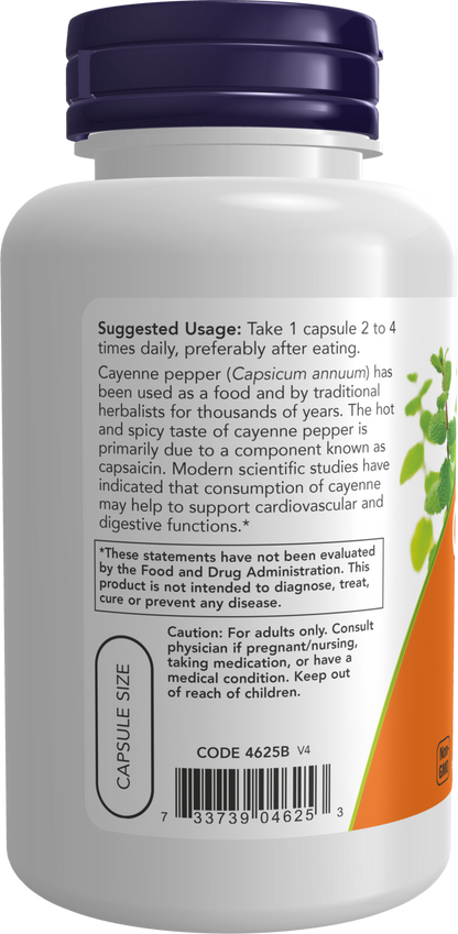 NOW Supplements, Cayenne (Capsicum annuum) 500 mg, 100 Veg Caps