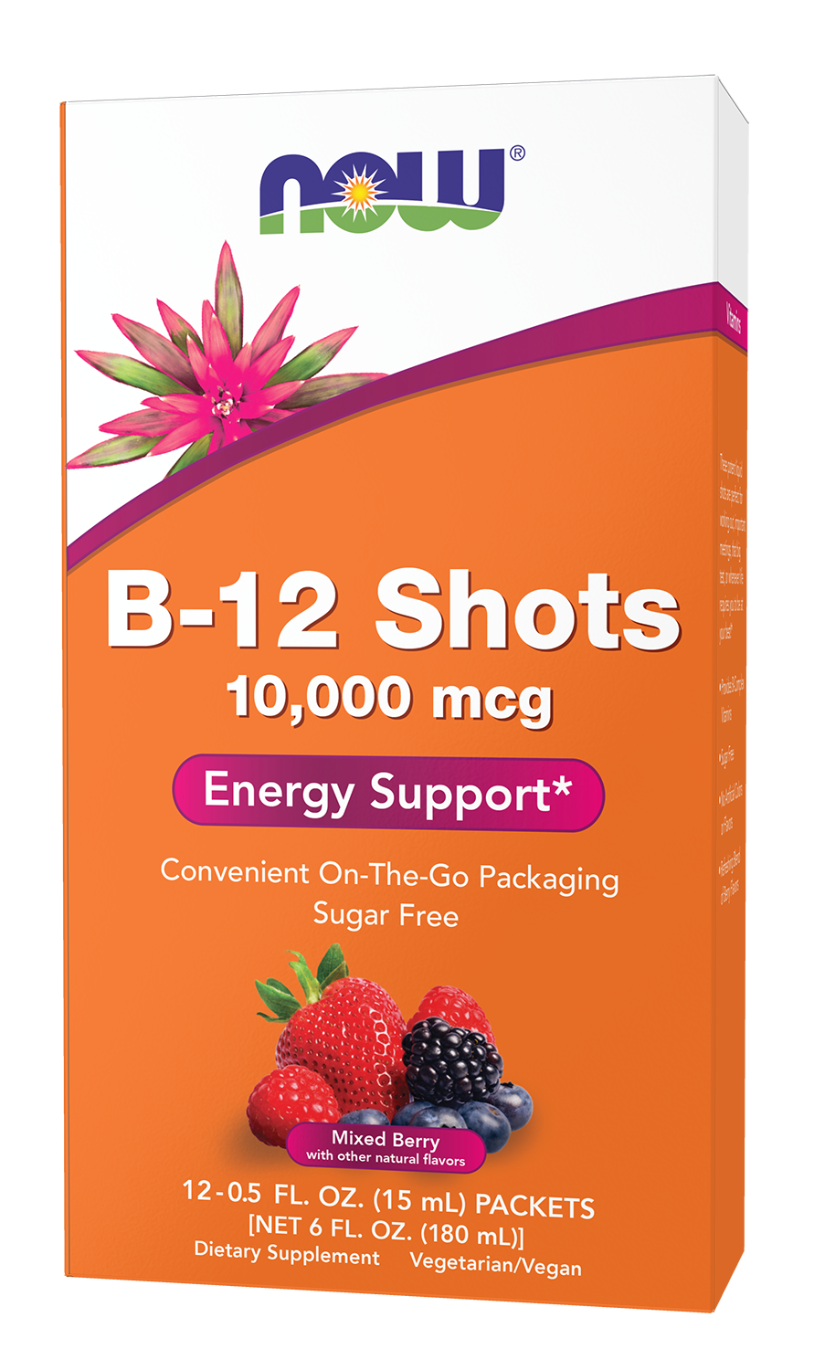 NOW Supplements, B-12 10,000 mcg Shots, Sugar Free, 0.5 fl. oz, 12/Box