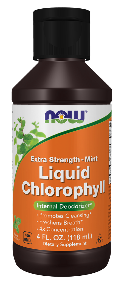 NOW Supplements, Liquid Chlorophyll, Extra Strength, Mint, 4 fl. Oz.