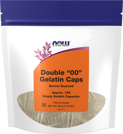 NOW Supplements, Empty Gelatin Caps, Double "00", Bovine, 750 Gel Caps