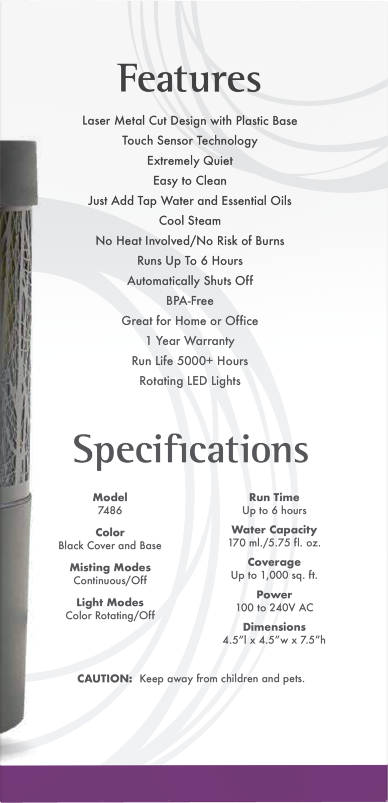 NOW Solutions, Metal Touch Ultrasonic Aromatherapy Oil Diffuser